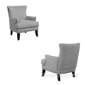 Nail Head Grey Multi Fabric Armed Accent Chair dengan Kaki Kayu Solid
